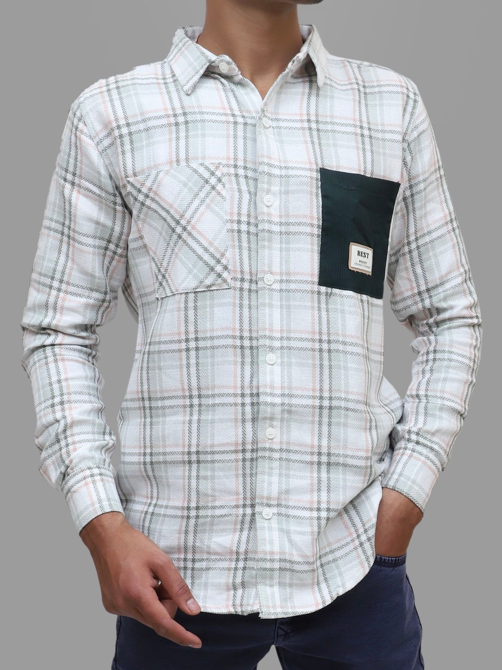 Check Spread Collar Casual Shirt